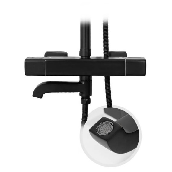 Душевая стойка с термостатом Grocenberg GB7005BL, чёрный матовый - фото 5