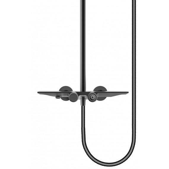Душевая стойка с термостатом Grocenberg GB7038BL, чёрный матовый - фото 2