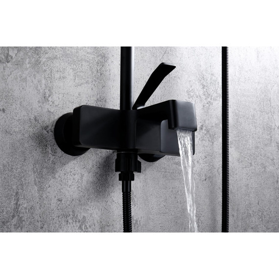 Душевая стойка с изливом Grocenberg GB7090BL, чёрный матовый - фото 2