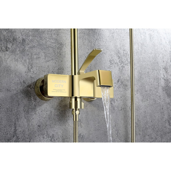 Душевая стойка с изливом Grocenberg GB7090MG, матовое золото - фото 2