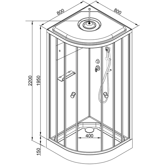 Душевая кабина Avacan 80x80 см D08SEL, хром/матовое (безсиликоновая сборка) - фото 39