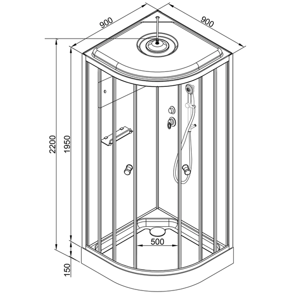 Душевая кабина Avacan 90x90 см D09SLED, хром/матовое (безсиликоновая сборка) - фото 24