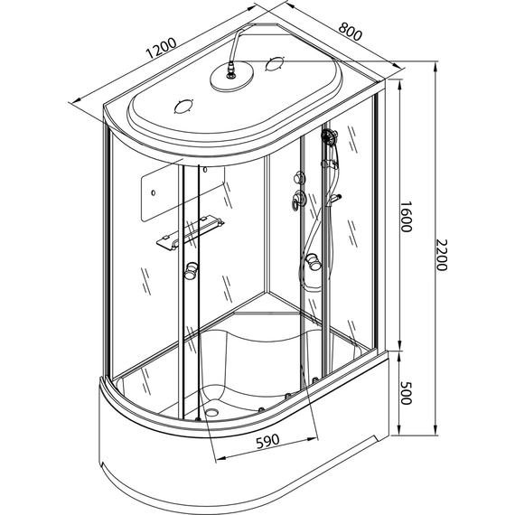 Душевая кабина Avacan 120x80 см D120SR, хром/матовое (безсиликоновая сборка) - фото 24