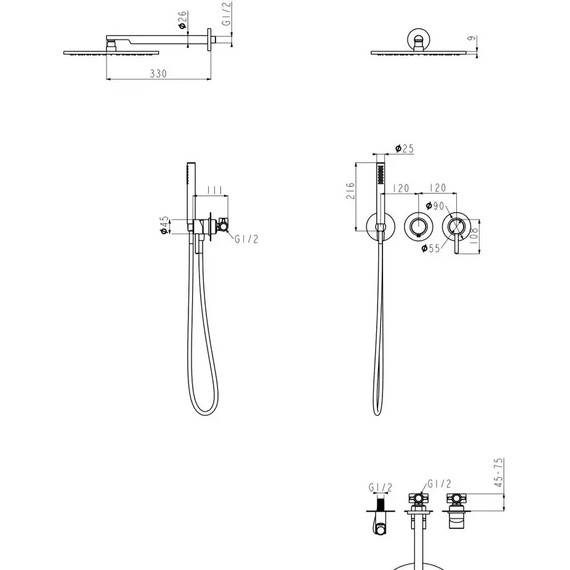 Душевая система для ванны Grocenberg GB5090NK, никель - фото 3