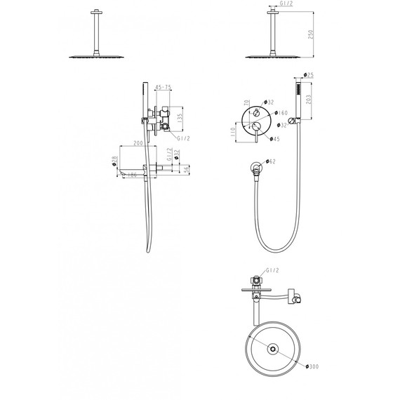 Душевая система для ванны Grocenberg GB5099BG-2, графит - фото 2