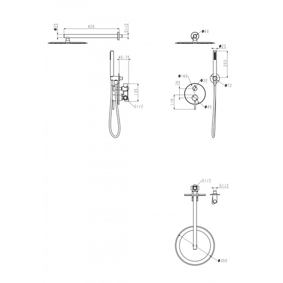 Душевая система для ванны Grocenberg GB5099BG-3, графит - фото 2