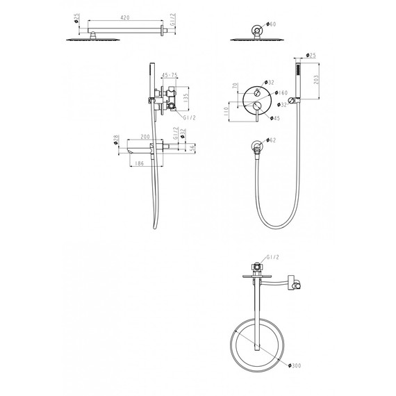 Душевая система для ванны Grocenberg GB5099CR-1 - фото 2