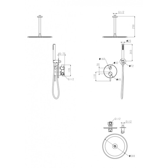 Душевая система для ванны Grocenberg GB5099GO-4, золото - фото 2