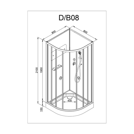 Душевая кабина Avacan 80x80 см D08, хром/матовое (безсиликоновая сборка) - фото 25