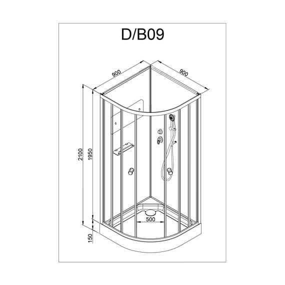 Душевая кабина Avacan 90x90 см D09, хром/матовое (безсиликоновая сборка) - фото 24