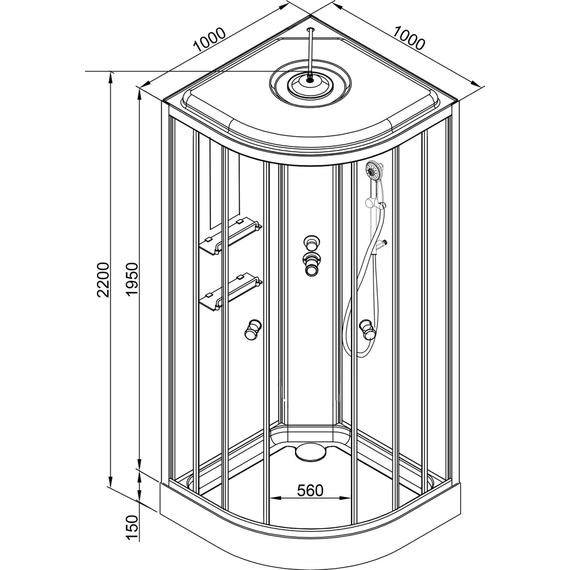 Душевая кабина Avacan 100x100 см EM1510, хром/узор (безсиликоновая сборка) - фото 29