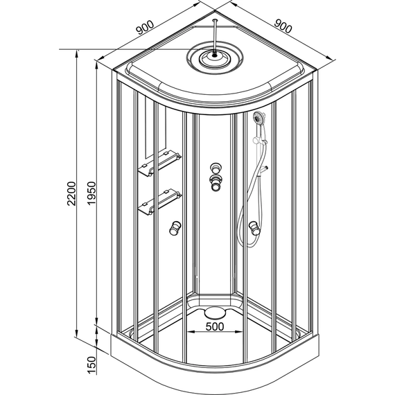 Гидробокс Avacan 90x90 см EM1590GM, хром/узор (безсиликоновая сборка) - фото 34