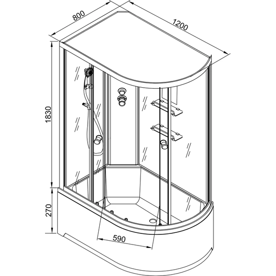 Гидробокс Avacan 120x80 см EM2712LNGM, хром/узор (безсиликоновая сборка) - фото 18