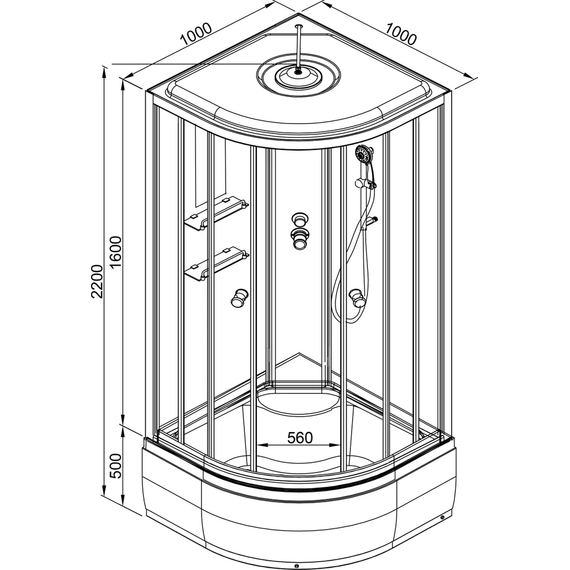 Душевая кабина Avacan 100x100 см EM4510, хром/узор (безсиликоновая сборка) - фото 20