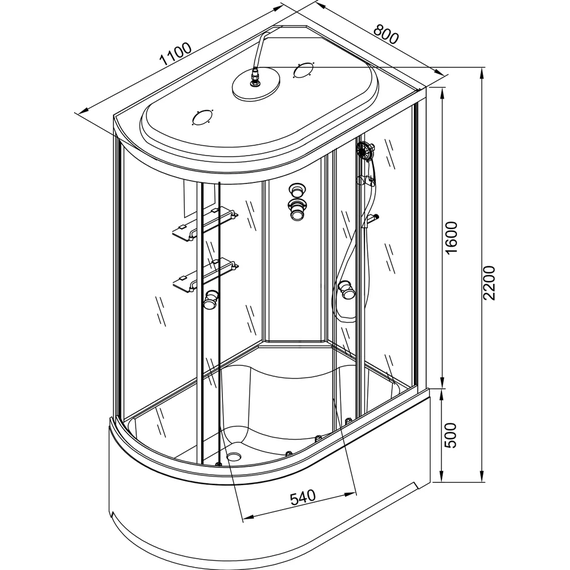 Гидробокс Avacan 110x80 см EM4511RGM, хром/узор (безсиликоновая сборка) - фото 17