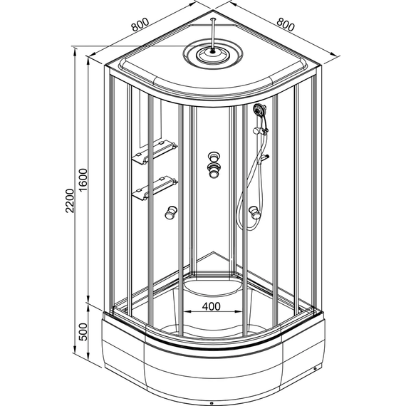 Гидробокс Avacan 80x80 см EM4580GM+EL, хром/узор (безсиликоновая сборка) - фото 25