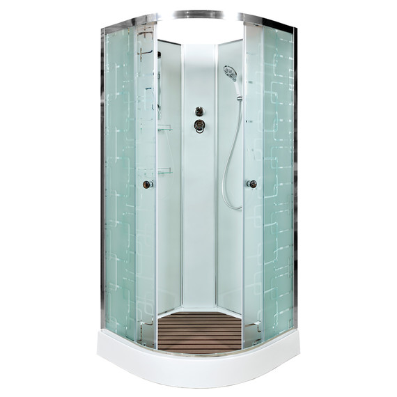 Душевая кабина Avacan 100x100 см EM1510N, белый/узор (безсиликоновая сборка) - фото 