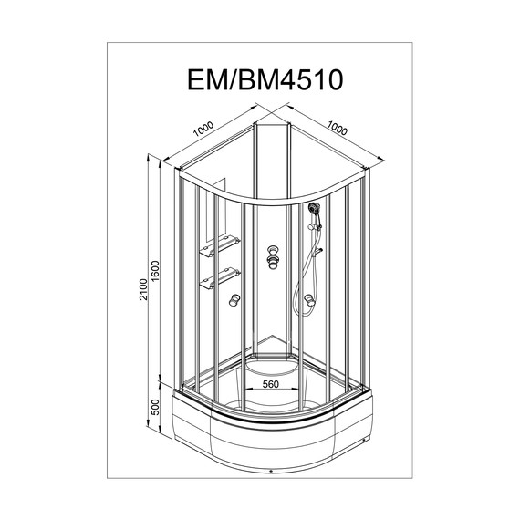Душевая кабина Avacan 100x100 см EM4510N, белый/узор (безсиликоновая сборка) - фото 19