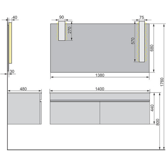 Тумба подвесная с раковиной Velvex Pulsus 140 см tpPUL.140-25, дуб сонома - фото, картинка 10 Тумба подвесная с раковиной Velvex Pulsus 140 см tpPUL.140-25, дуб сонома - фото 10