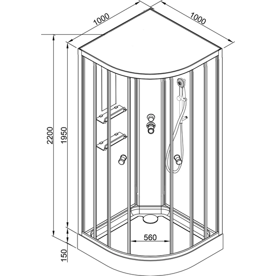 Душевая кабина Avacan 100x100 см EM1510NLED, хром/узор (безсиликоновая сборка) - фото 20