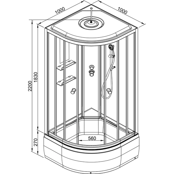 Душевая кабина Avacan 100x100 см EM2710EL, хром/узор (безсиликоновая сборка) - фото 18