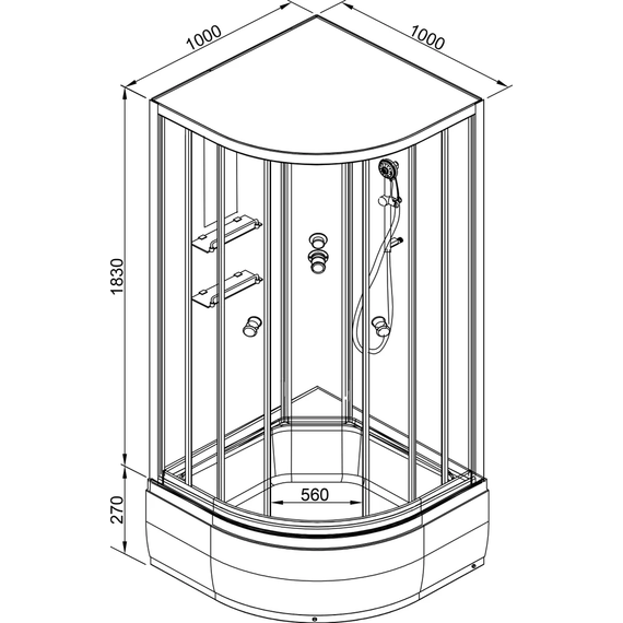 Гидробокс Avacan 100x100 см EM2710NLED+GM, хром/узор (безсиликоновая сборка) - фото 27