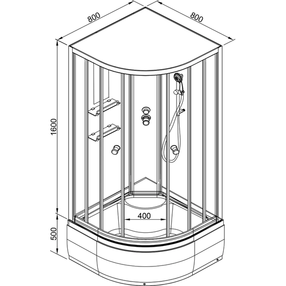 Гидробокс Avacan 80x80 см EM4580NLED+GM, хром/узор (безсиликоновая сборка) - фото 19