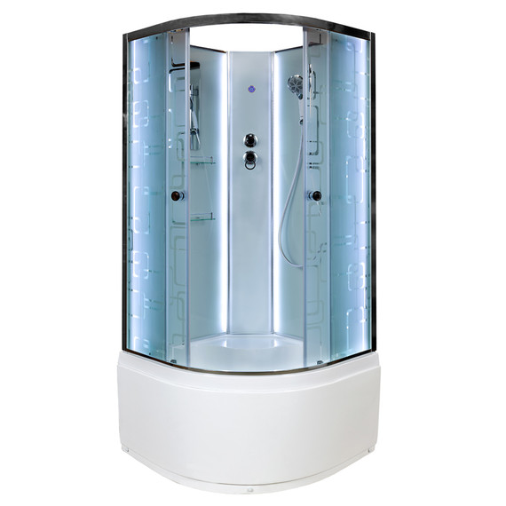 Душевая кабина Avacan 80x80 см EM4580NLED, хром/узор (безсиликоновая сборка) - фото 