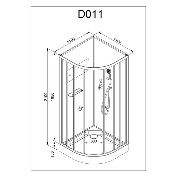 Душевая кабина Avacan 110x110 см D011, хром/матовое (безсиликоновая сборка) - фото 24