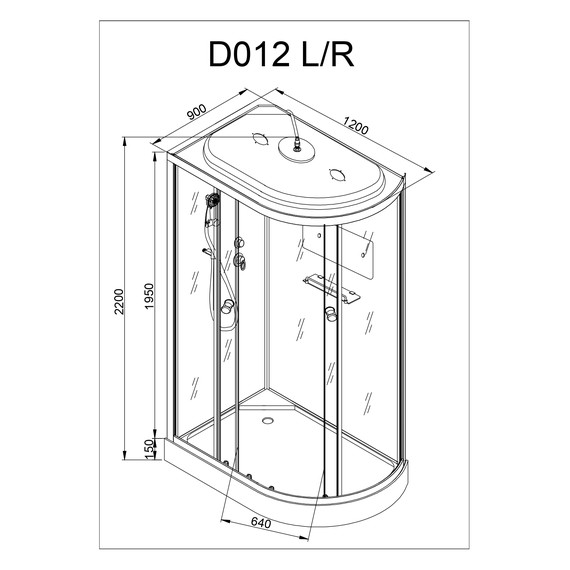 Душевая кабина Avacan 120x90 см D012SLLED, хром/матовое (безсиликоновая сборка) - фото 20