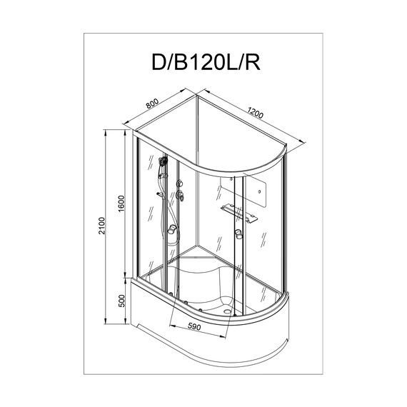 Душевая кабина Avacan 120x90 см D512R, хром/матовое (безсиликоновая сборка) - фото 19