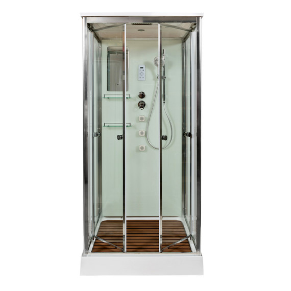 Гидробокс Avacan 80x80 см V8015, хром/прозрачное (безсиликоновая сборка) - фото 2