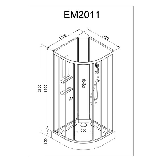 Гидробокс Avacan 110x110 см EM2011NGM, хром/узор (безсиликоновая сборка) - фото 20