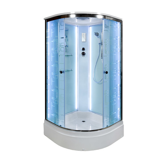 Душевая кабина Avacan 110x110 см EM3011LED, хром/узор (безсиликоновая сборка) - фото 