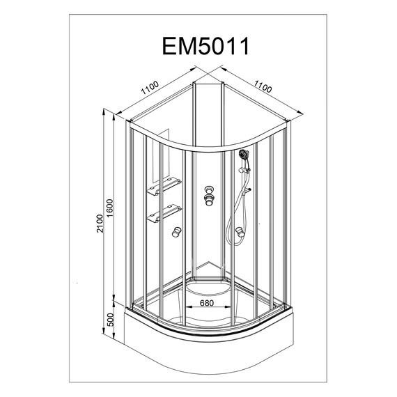 Гидробокс Avacan 110x110 см EM5011NGM, хром/узор (безсиликоновая сборка) - фото 17