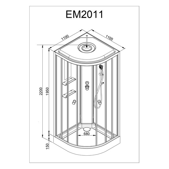 Гидробокс Avacan 110x110 см EM2011GM, хром/узор (безсиликоновая сборка) - фото 21