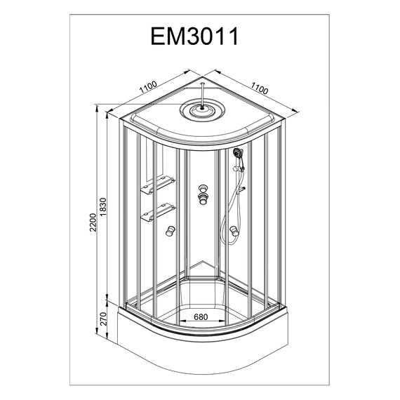Гидробокс Avacan 110x110 см EM3011GM, хром/узор (безсиликоновая сборка) - фото 16