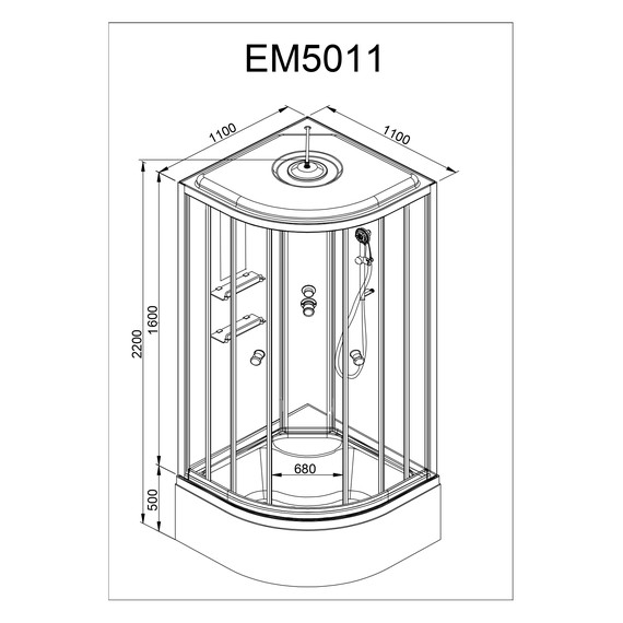 Гидробокс Avacan 110x110 см EM5011GM, хром/узор (безсиликоновая сборка) - фото 22