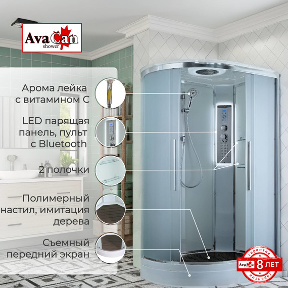 Гидробокс Avacan 120x90 см EM2912RLED, хром/матовое (безсиликоновая сборка) - фото 2