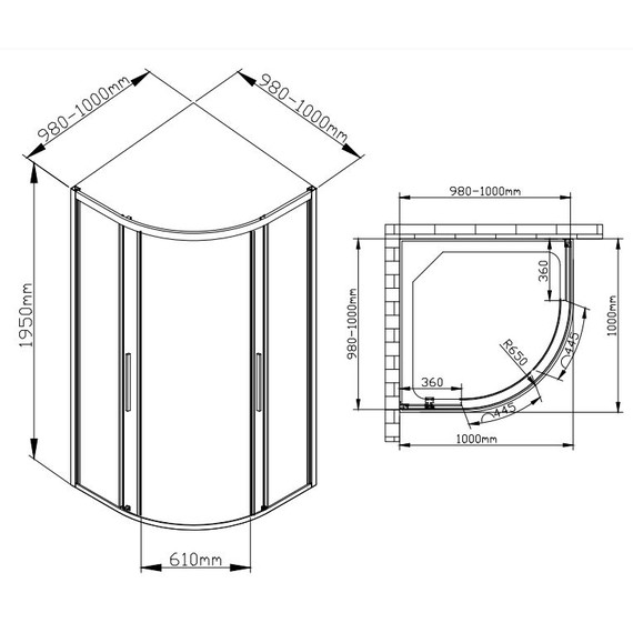 Душевое ограждение Avacan 100х100 см HB100, чёрный/узор - фото 11