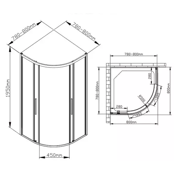 Душевое ограждение Avacan 80х80 см HB80MT, чёрный/матовое - фото 10