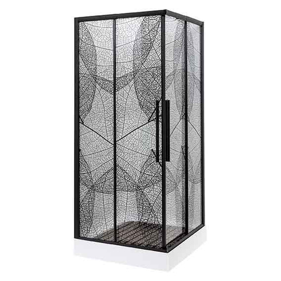Душевое ограждение Avacan (100-110)х(100-110) см KB100, чёрный/узор - фото 3