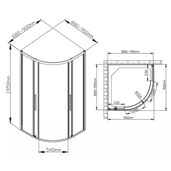 Душевое ограждение Avacan 90х90 см HC90MT, хром/матовое - фото 8