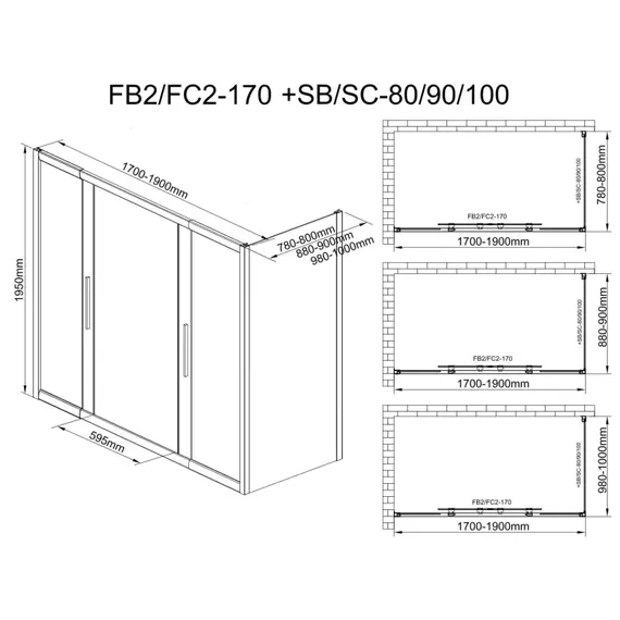 Душевое ограждение Avacan (170-190)х80 см FB2-170-SB80, чёрный/узор - фото 14