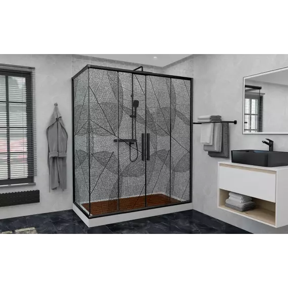 Душевое ограждение Avacan (170-190)х100 см FB2-170-SB100, чёрный/узор - фото 4