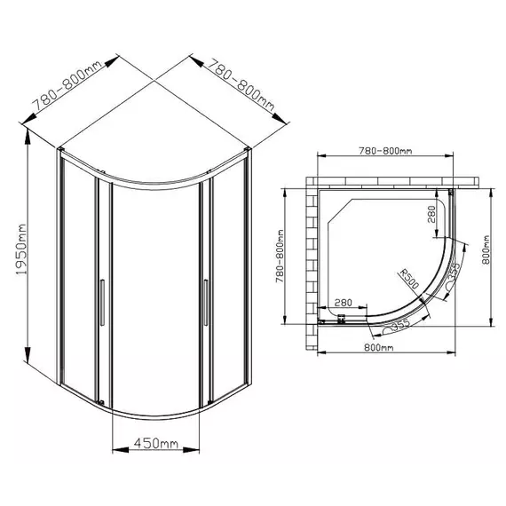 Душевое ограждение Avacan 80х80 см HC80MT, хром/матовое - фото 8