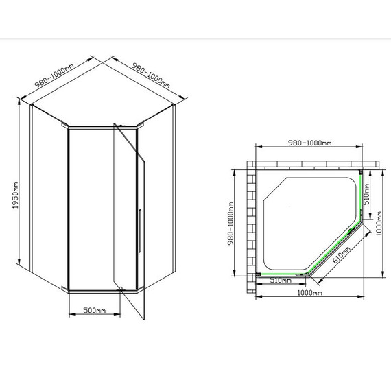 Душевое ограждение Avacan 100х100 см PB100, чёрный/узор - фото 12