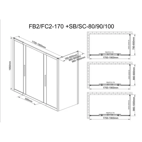 Душевое ограждение Avacan (170-190)х90 см FB2-170-SB90MT, чёрный/матовое - фото 13