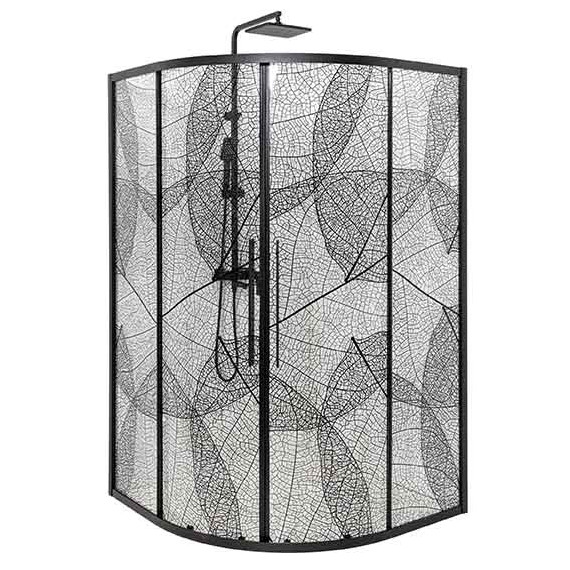 Душевое ограждение Avacan 100х100 см HB100, чёрный/узор - фото 3