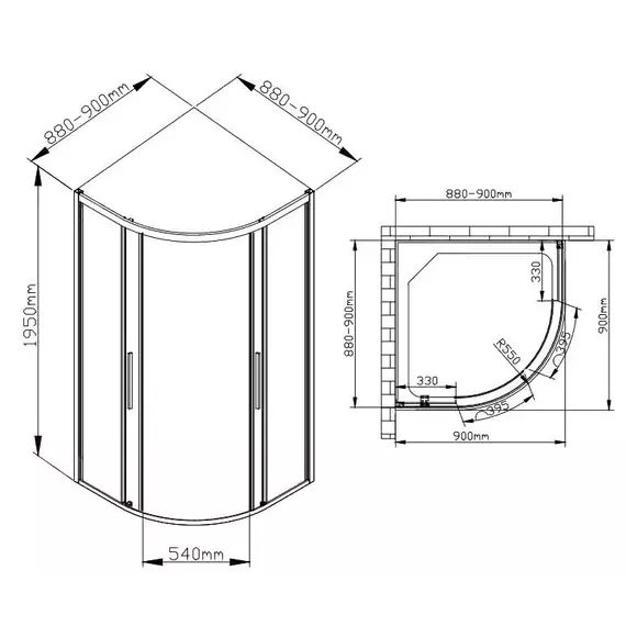 Душевое ограждение Avacan 90х90 см HB90MT, чёрный/матовое - фото 11